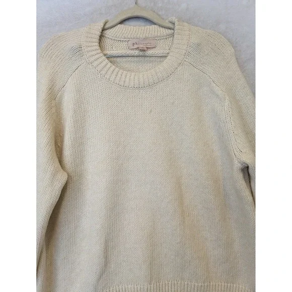 Philosophy Republic Clothing Women's Size L Cream Ribbed Crewneck Sweater NWT - Picture 3 of 10